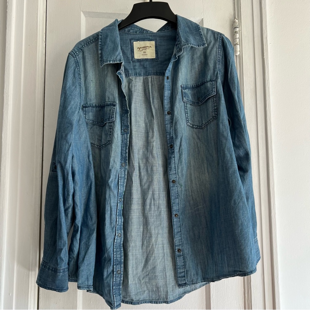 Arizona Jeans Girls Blue Denim Button Up Size XXL